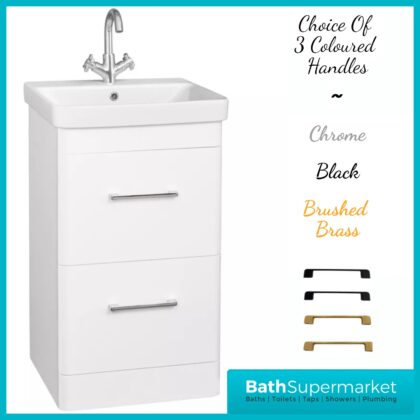 Kartell Options 24 White Gloss Floor Standing Vanity Drawers Storage Basin Unit 500mm