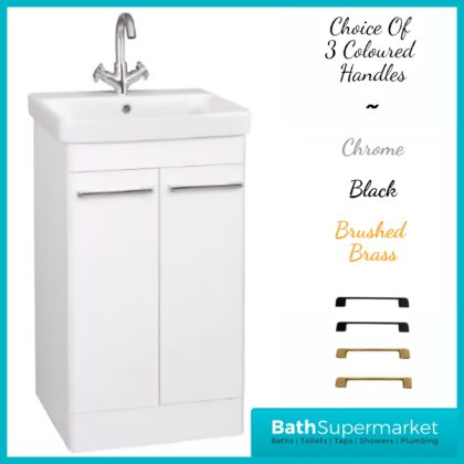Kartell Options 24 White Gloss Floorstanding Vanity Door Storage Basin Unit 500mm