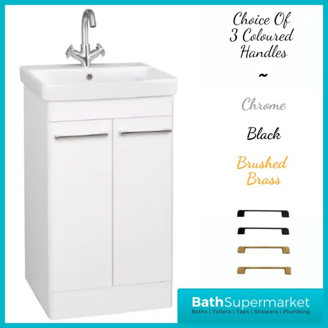 Kartell Options 24 White Gloss Floorstanding Vanity Door Storage Basin Unit 500mm