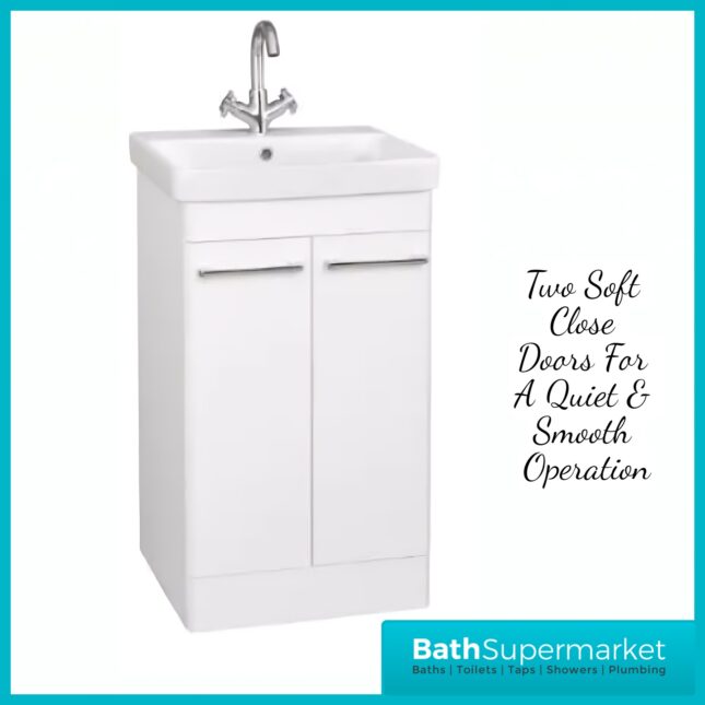 Kartell Options 24 White Gloss Floor Standing Vanity Door Storage Basin Unit 500mm