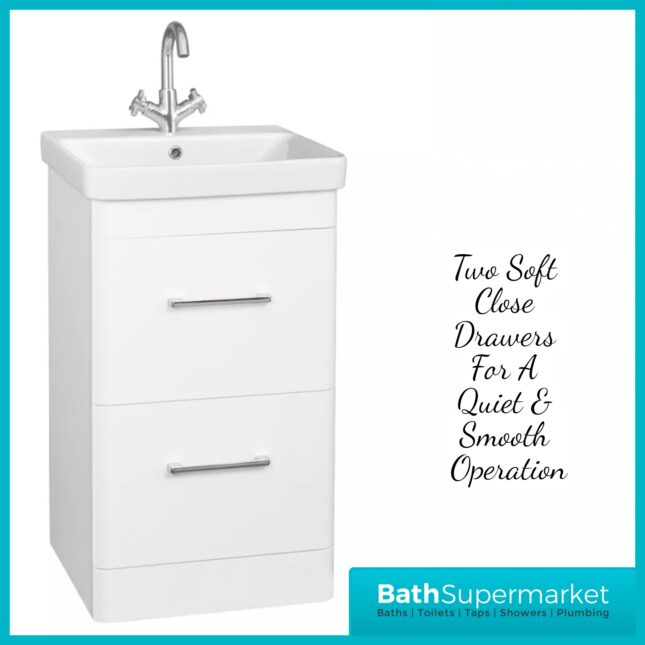 Kartell Options 24 White Gloss Floor Standing Vanity Drawers Storage Basin Unit 500mm