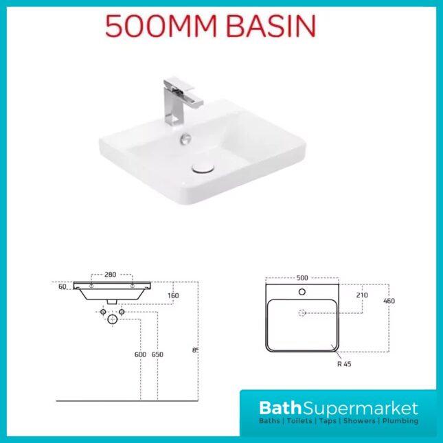 Kartell Options 24 White Gloss Floor Standing Vanity Drawers Storage Basin Unit 500mm