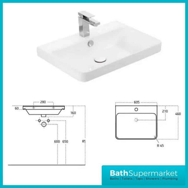 Kartell Options 24 White Gloss Floor Standing Vanity Door Storage Basin Unit 600mm