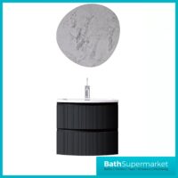 Rocanue Lux Valentina Fluted Matt Black Wall Hung Vanity Basin Unit 600mm Wide