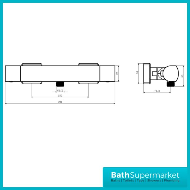 Kartell K-Vit Kolt Brushed Nickel Exposed Valve Thermostatic Shower Rail Kit