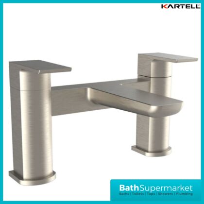 Kartell K-Vit Kolt Brushed Nickel Twin Lever Bath Filler Tap