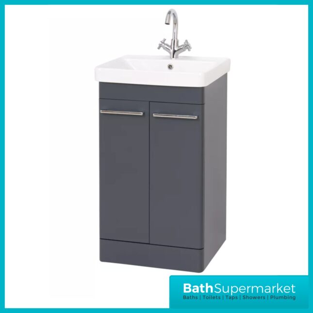 Kartell Options 24 Cool Grey Floor Standing Vanity Door Storage Basin Unit 600mm