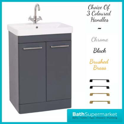 Kartell Options 24 Cool Grey Floor Standing Vanity Door Storage Basin Unit 600mm