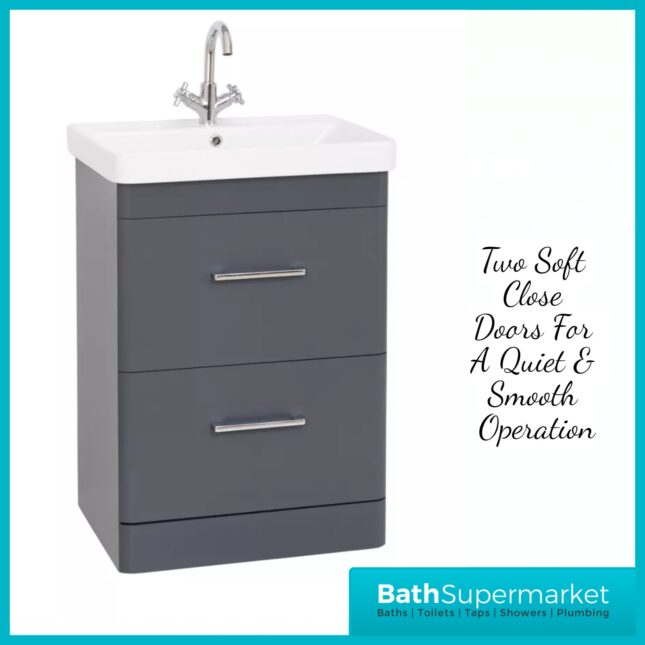 Kartell Options 24 Cool Grey Floor Standing Vanity Drawers Storage Basin Unit 600mm