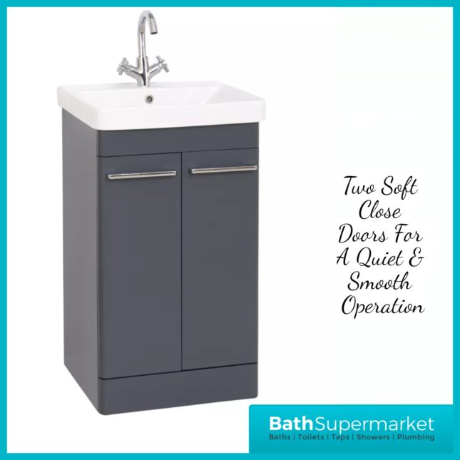 Kartell Options 24 Cool Grey Floor Standing Vanity Door Storage Basin Unit 600mm