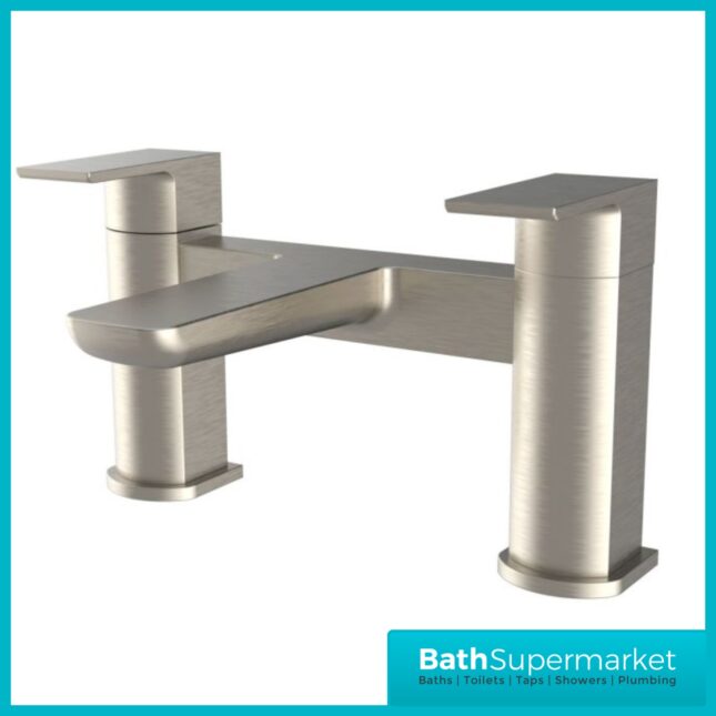 Kartell K-Vit Kolt Brushed Nickel Twin Lever Bath Filler Tap