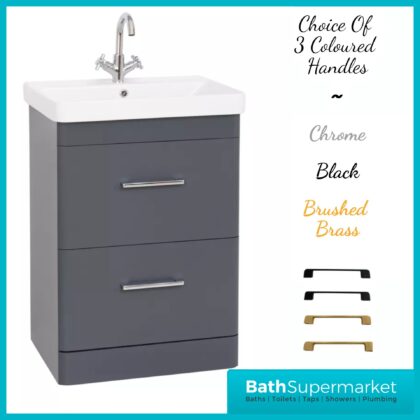 Kartell Options 24 Cool Grey Floor Standing Vanity Drawers Storage Basin Unit 600mm