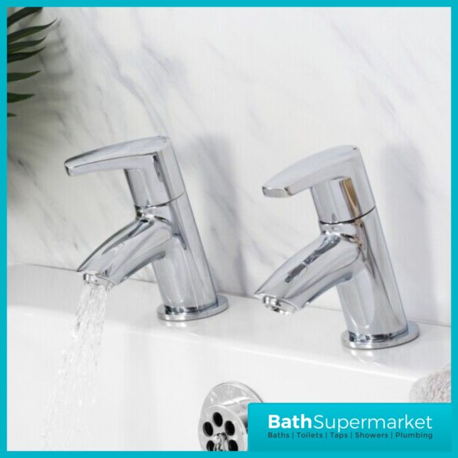 Bristan Orta Luminance Chrome Pair Deck Mounted 2 Tap Hole Hot & Cold Basin Taps