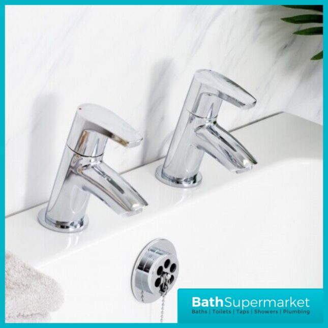 Bristan Orta Luminance Chrome Pair Deck Mounted 2 Tap Hole Hot & Cold Basin Taps