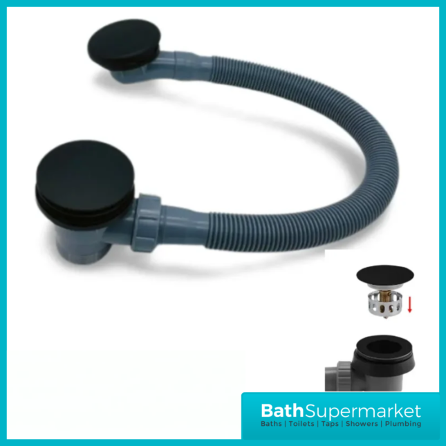 Square Matt Black Bathroom Suite With Bath Set & Glass Screen – Various Sizes