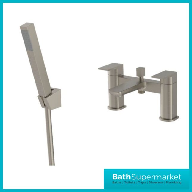 Kartell K-Vit Kolt Brushed Nickel Twin Lever Bath Shower Mixer Tap