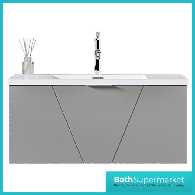 Giavani Lux Azurra Mid Grey Wall Hung Vanity Basin Unit 800mm Wide