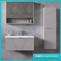 Rocanue Lux Azzurra Mid Grey Wall Hung Vanity Basin Unit 600mm Wide