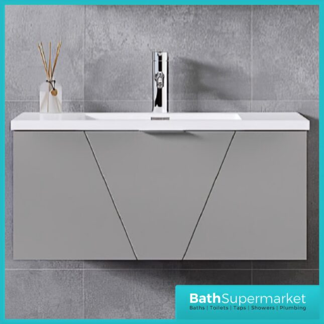 Rocanue Lux Azurra Mid Grey Wall Hung Vanity Basin Unit 800mm Wide
