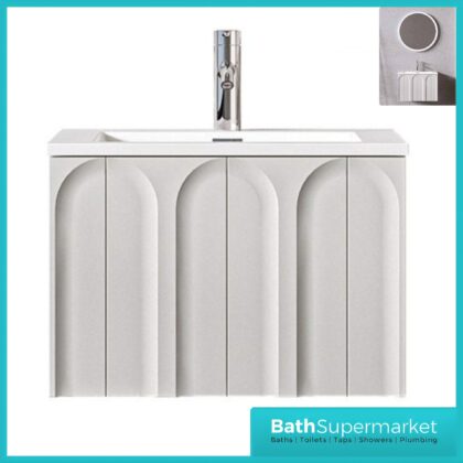 Rocanue Lux Serena Pearl Grey Wall Hung Vanity Basin Unit 600mm Wide