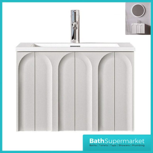 Rocanue Lux Serena Pearl Grey Wall Hung Vanity Basin Unit 600mm Wide