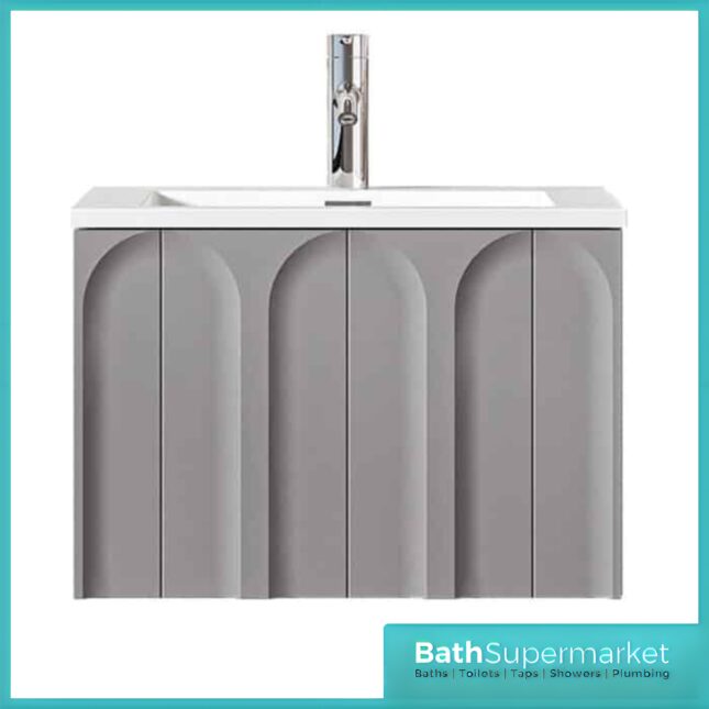 Rocanue Lux Serena Mid Grey Wall Hung Vanity Basin Unit 600mm Wide
