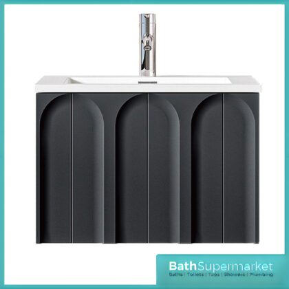 Rocanue Lux Serena Matt Black Wall Hung Vanity Basin Unit 600mm Wide