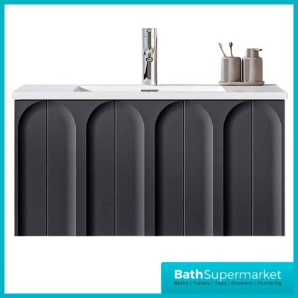 Rocanue Lux Serena Matt Black Wall Hung Vanity Basin Unit 800mm Wide