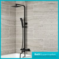 Gia Eden Black Square Twin Head Exposed Thermostatic Shower With Bath Filler