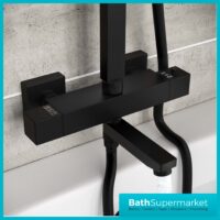 Gia Eden Black Square Twin Head Exposed Thermostatic Shower With Bath Filler