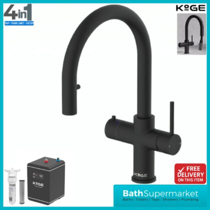 Sognare KoGE 4-In-1 Matte Black Pull Out Spout Boiling Water Kitchen Tap System Filter