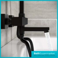 Gia Eden Black Square Twin Head Exposed Thermostatic Shower With Bath Filler