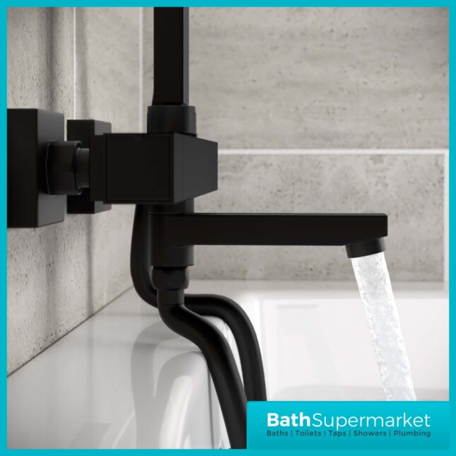 Gia Eden Black Square Twin Head Exposed Thermostatic Shower With Bath Filler