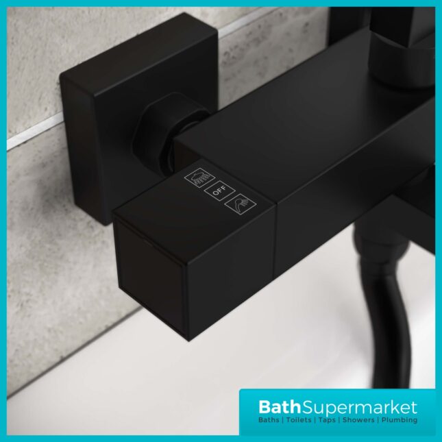 Gia Eden Black Square Twin Head Exposed Thermostatic Shower With Bath Filler