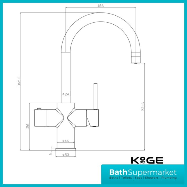 Scudo KoGE 3-In-1 Matte Black Swan Spout Instant Boiling Kitchen Tap Filter System Kit