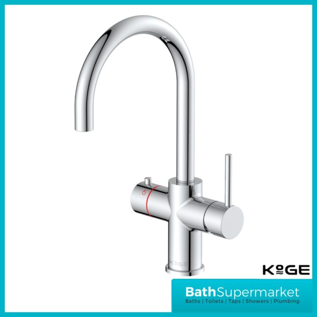 Scudo KoGE 3-in-1 Chrome Swan Spout Instant Boiling Kitchen Tap Filter System Kit