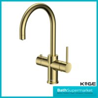 Scudo KoGE 3-in-1 Brushed Brass Swan Spout Instant Boiling Kitchen Tap Filter System Kit