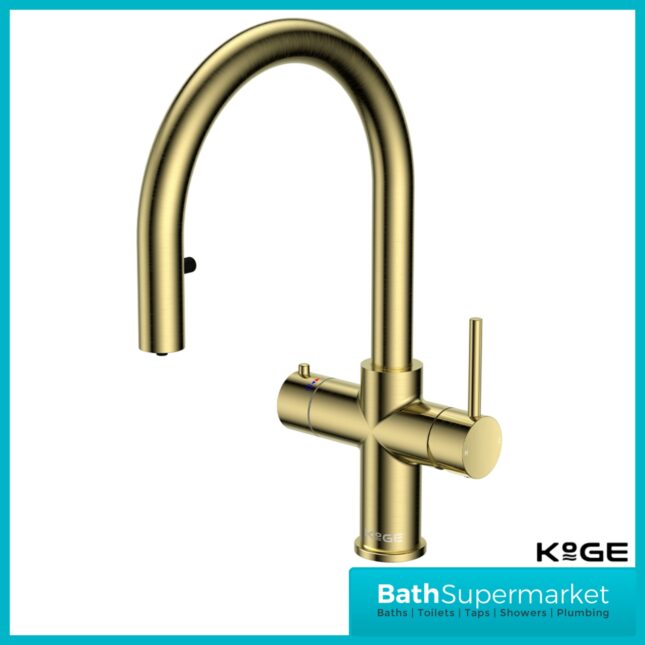 Sognare KoGE 4-In-1 Brushed Brass Pull Out Spout Boiling Water Kitchen Tap System Filter Kit