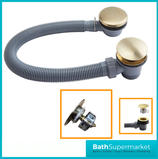 Brushed Brass Bathroom Shower Suite With Bath Set & Filler Tap - Various Sizes