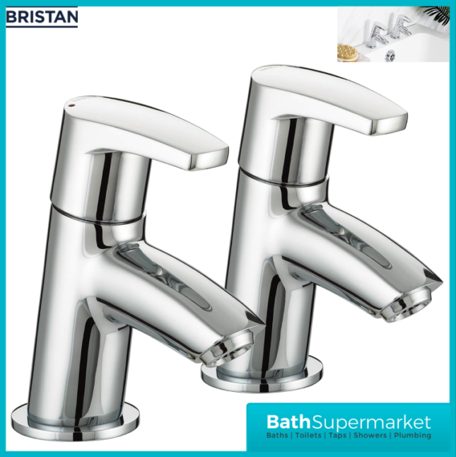 Bristan Orta Luminance Chrome Pair Deck Mounted 2 Tap Hole Hot & Cold Bath Taps