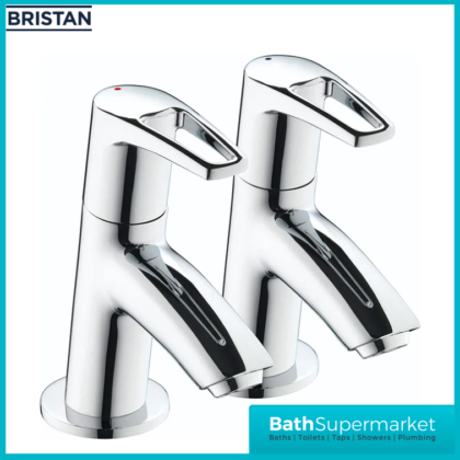 Bristan Smile Luminance Chrome Pair Deck Mounted 2 Tap Hole Hot & Cold Basin Taps