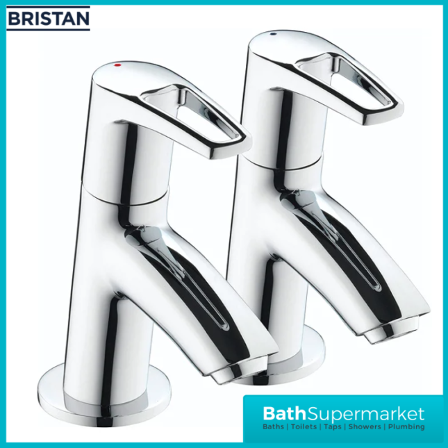 Bristan Smile Luminance Chrome Pair Deck Mounted 2 Tap Hole Hot & Cold Bath Taps