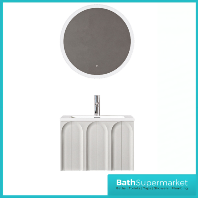 Rocanue Lux Serena Pearl Grey Wall Hung Vanity Basin Unit 600mm Wide