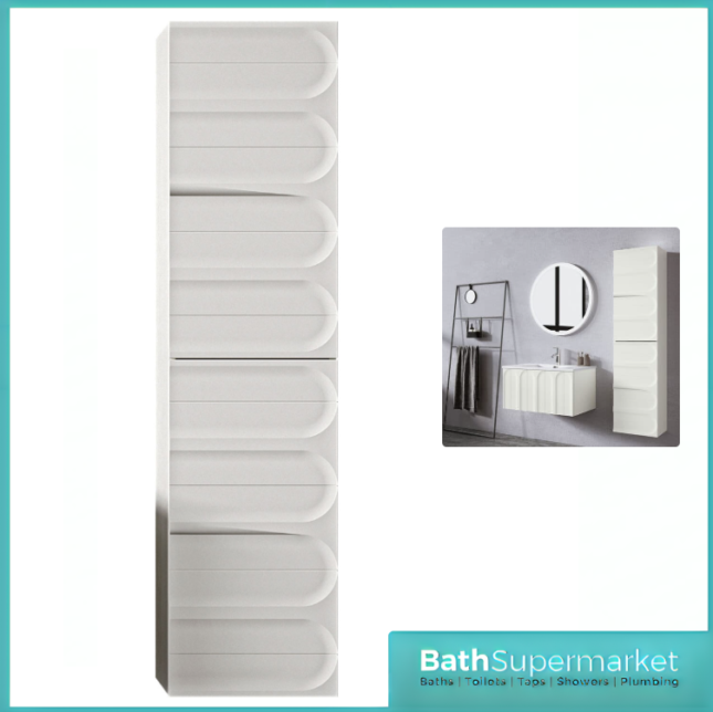 Rocanue Lux Serena Pearl Grey Wall Hung Tall Storage Unit 1500mm High