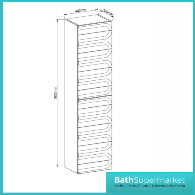 Rocanue Lux Serena Matt Black Wall Hung Tall Storage Unit 1500mm High