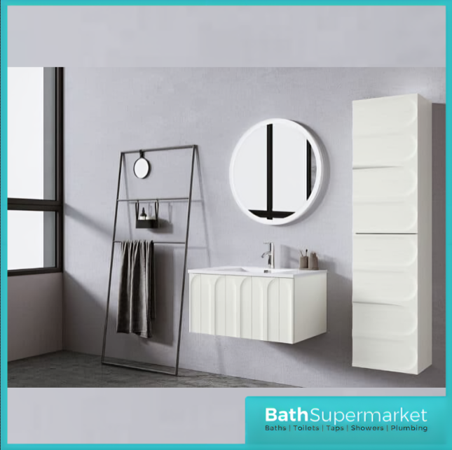 Rocanue Lux Serena Pearl Grey Wall Hung Tall Storage Unit 1500mm High