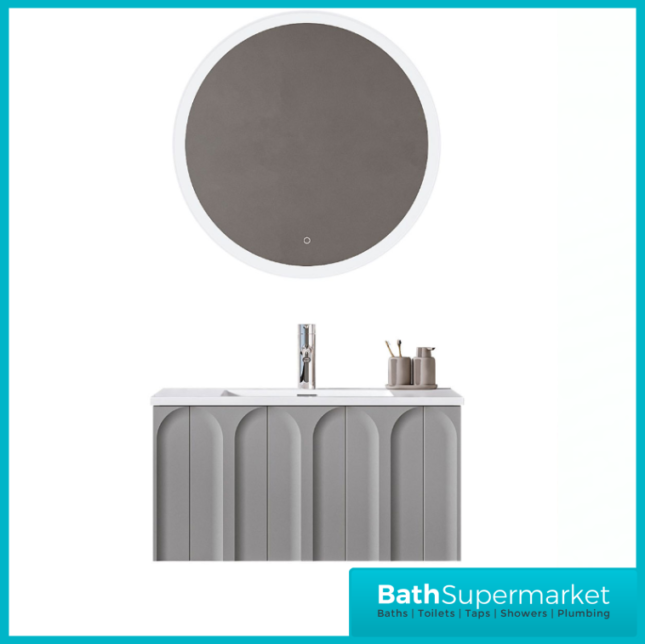Rocanue Lux Serena Mid Grey Wall Hung Vanity Basin Unit 800mm Wide