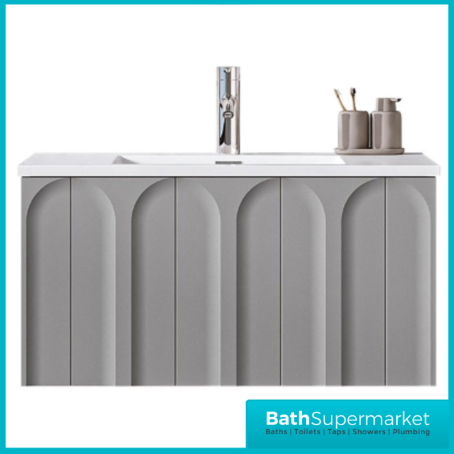 Rocanue Lux Serena Mid Grey Wall Hung Vanity Basin Unit 800mm Wide