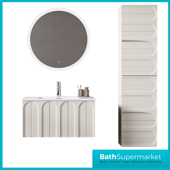 Rocanue Lux Serena Pearl Grey Wall Hung Tall Storage Unit 1500mm High