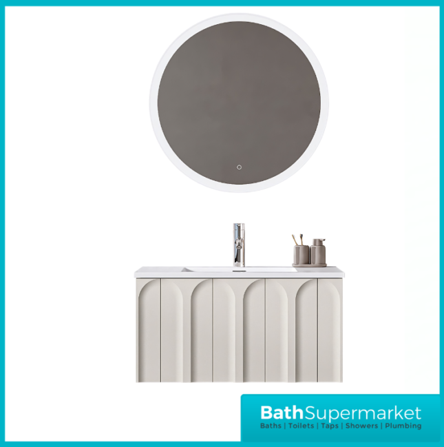 Rocanue Lux Serena Pearl Grey Wall Hung Vanity Basin Unit 600mm Wide